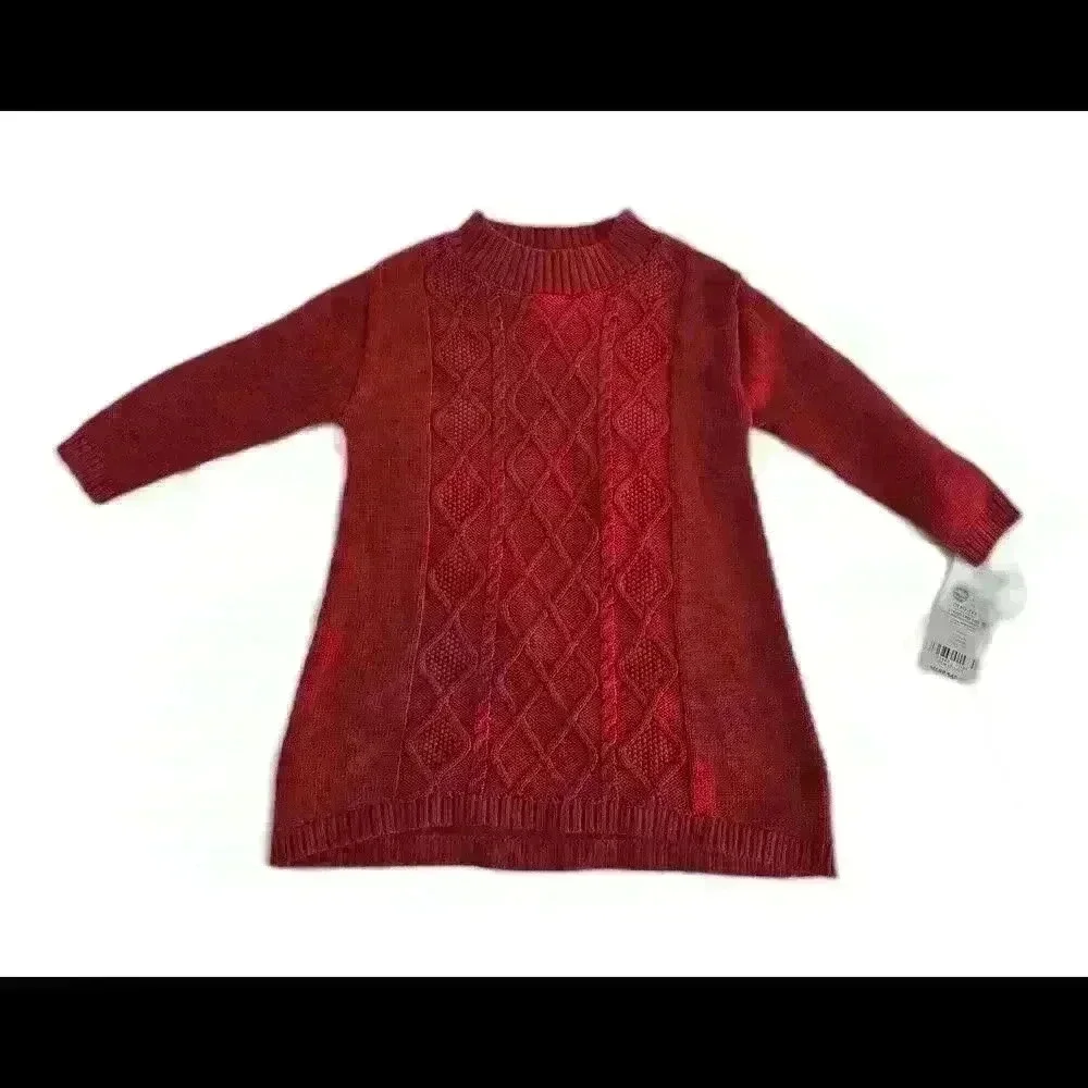 Carters 12m Cozy Red Cable Knit Sweater Dress